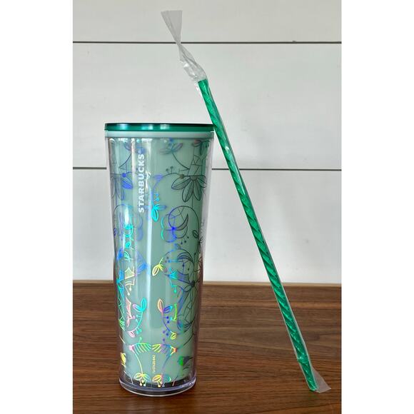 NWT Starbucks Holiday 2022 Color Change Enchanted Forest 24oz Tumbler Mint - Picture 1 of 6